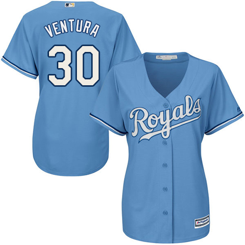 Royals #30 Yordano Ventura Light Blue Alternate Women's Stitched MLB Jersey