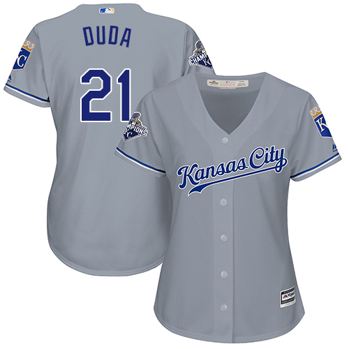 Royals #21 Lucas Duda Grey Road Women's Stitched MLB Jersey