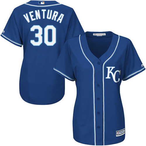 Royals #30 Yordano Ventura Royal Blue Alternate Women's Stitched MLB Jersey