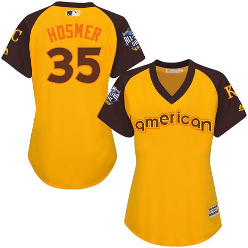 Royals #35 Eric Hosmer Gold 2016 All-Star American League Women's Stitched MLB Jersey