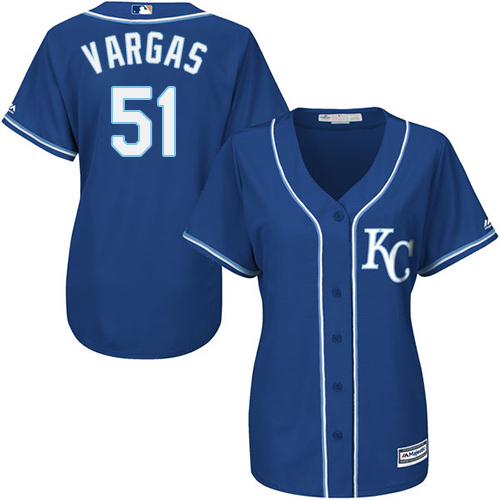 Royals #51 Jason Vargas Royal Blue Alternate Women's Stitched MLB Jersey