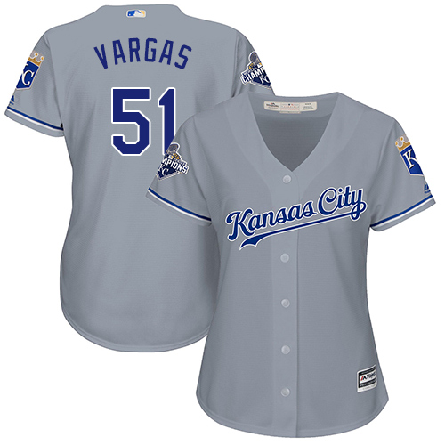 Royals #51 Jason Vargas Grey Road Women's Stitched MLB Jersey