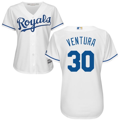 Royals #30 Yordano Ventura White Home Women's Stitched MLB Jersey