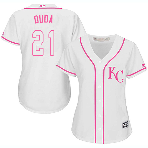 Royals #21 Lucas Duda White/Pink Fashion Women's Stitched MLB Jersey