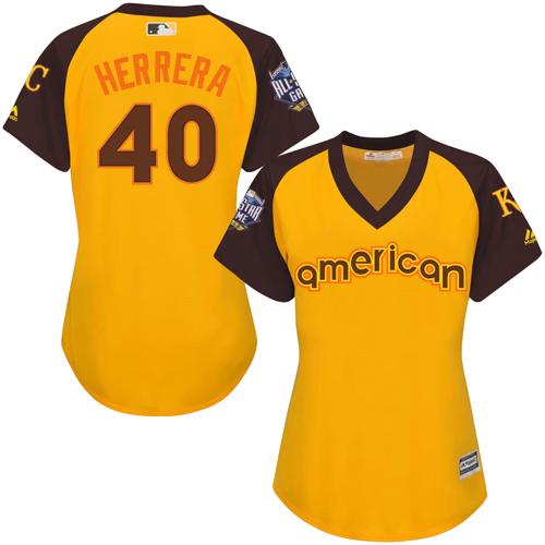 Royals #40 Kelvin Herrera Gold 2016 All-Star American League Women's Stitched MLB Jersey