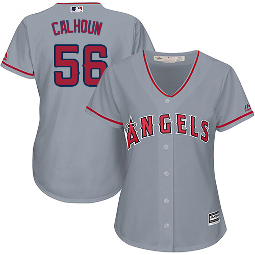 Angels #56 Kole Calhoun Grey Road Women's Stitched MLB Jersey