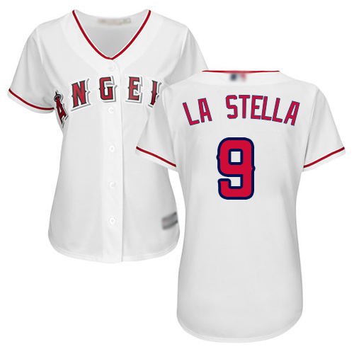 Angels #9 Tommy La Stella White Home Women's Stitched MLB Jersey
