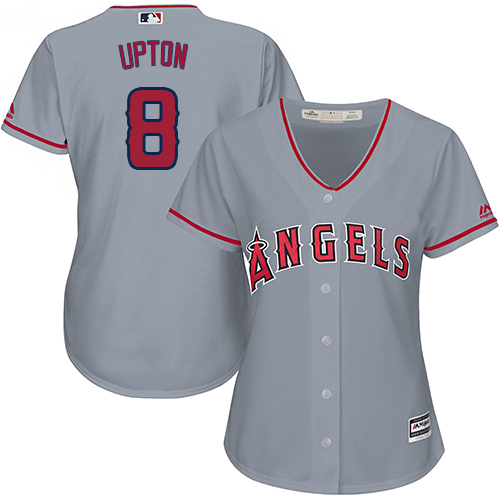 Angels #8 Justin Upton Grey Road Women's Stitched MLB Jersey