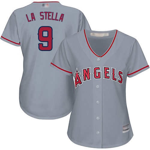 Angels #9 Tommy La Stella Grey Road Women's Stitched MLB Jersey