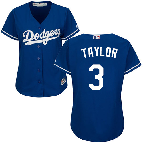 Dodgers #3 Chris Taylor Blue Alternate Women's Stitched MLB Jersey