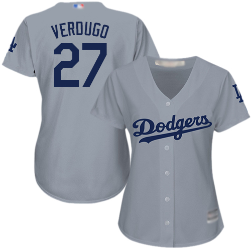 Dodgers #27 Alex Verdugo Grey Alternate Road Women's Stitched MLB Jersey