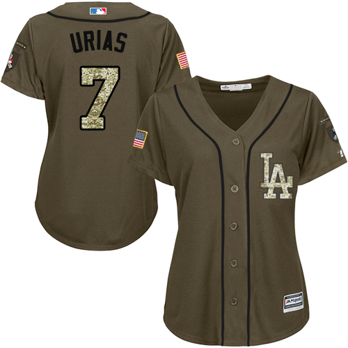 Dodgers #7 Julio Urias Green Salute to Service Women's Stitched MLB Jersey