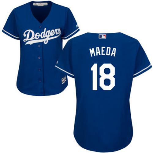Dodgers #18 Kenta Maeda Blue Alternate Women's Stitched MLB Jersey