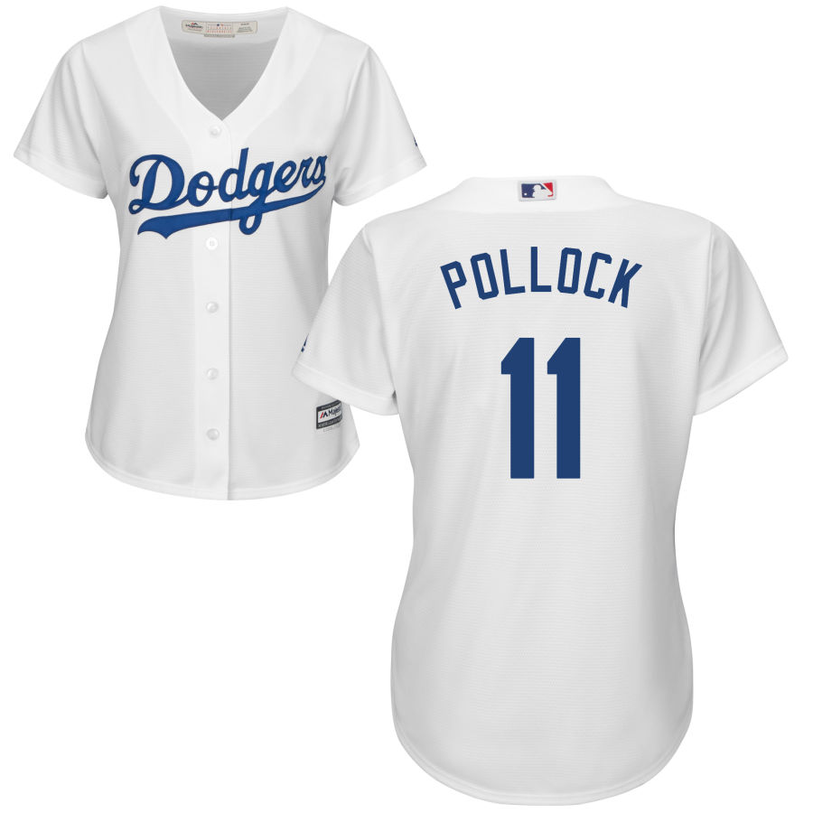 Dodgers #11 A.J. Pollock White Women's Cool Base Stitched MLB Jersey