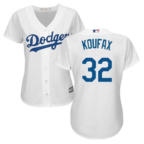 Dodgers #32 Sandy Koufax White Home Women's Stitched MLB Jersey