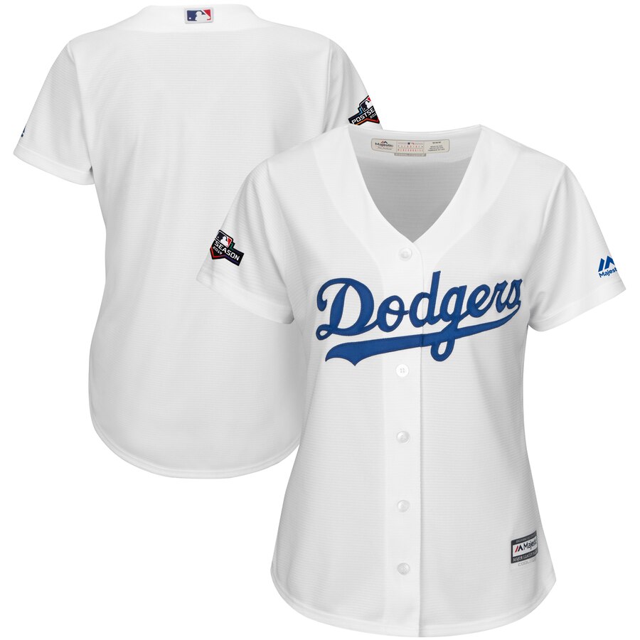 Los Angeles Dodgers Majestic Women's 2019 Postseason Home Official Cool Base Team Jersey White
