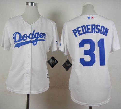 Dodgers #31 Joc Pederson White Home Women's Stitched MLB Jersey
