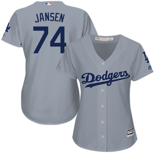 Dodgers #74 Kenley Jansen Grey Alternate Road Women's Stitched MLB Jersey