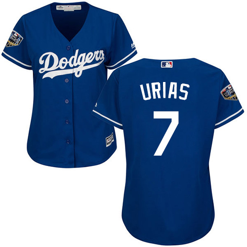 Dodgers #7 Julio Urias Blue Alternate 2018 World Series Women's Stitched MLB Jersey