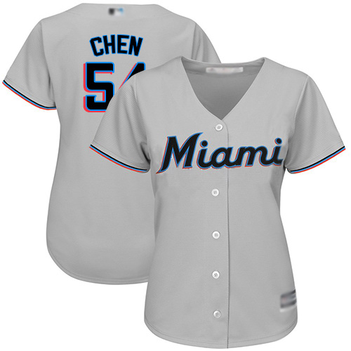 Marlins #54 Wei-Yin Chen Grey Road Women's Stitched MLB Jersey