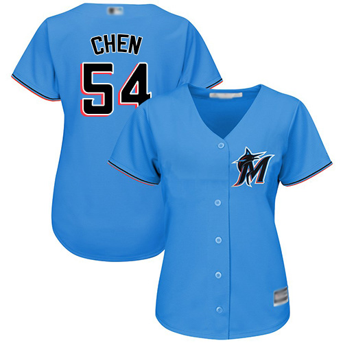 Marlins #54 Wei-Yin Chen Blue Alternate Women's Stitched MLB Jersey