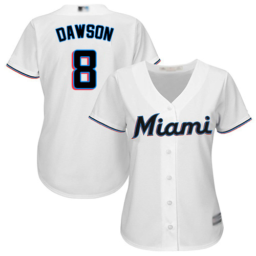 Marlins #8 Andre Dawson White Home Women's Stitched MLB Jersey