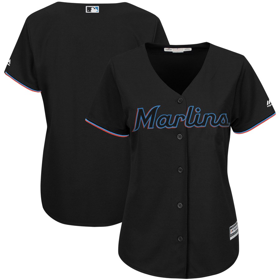 Marlins Black Majestic Women's Alternate Team Cool Base Stitched MLB Jersey