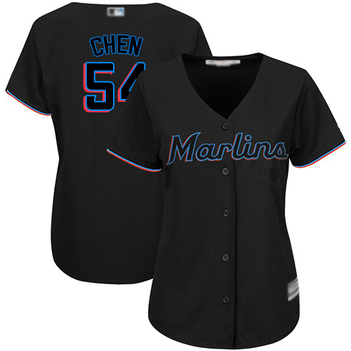 Marlins #54 Wei-Yin Chen Black Alternate Women's Stitched MLB Jersey