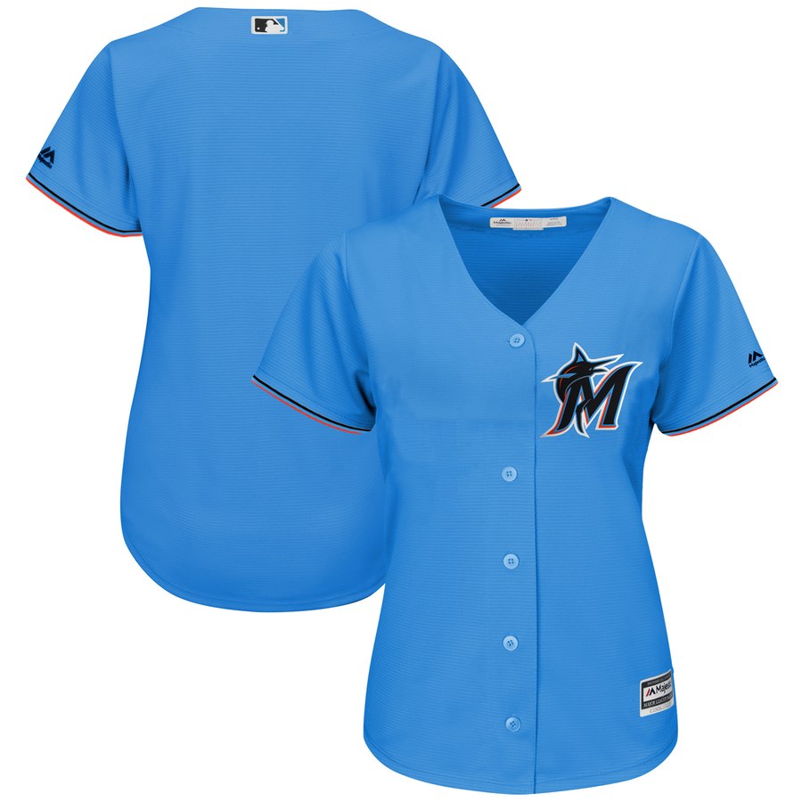 Marlins Blue Majestic Women's Alternate 2019 Official Cool Base Stitched MLB Jersey
