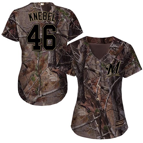 Brewers #46 Corey Knebel Camo Realtree Collection Cool Base Women's Stitched MLB Jersey