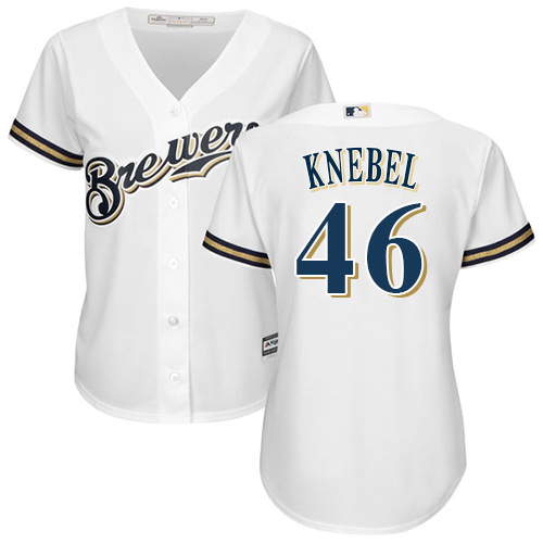 Brewers #46 Corey Knebel White Home Women's Stitched MLB Jersey