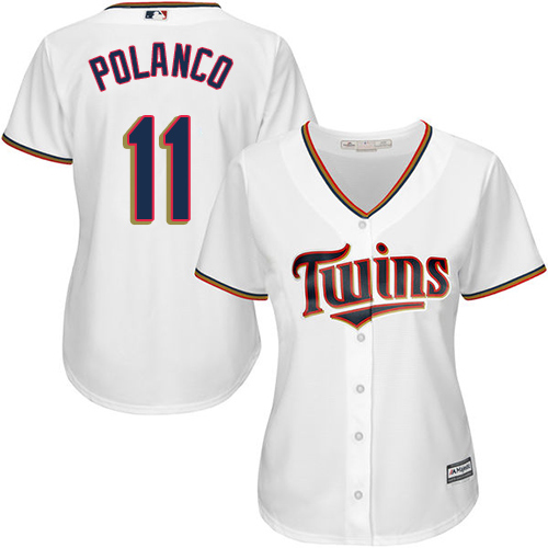 Twins #11 Jorge Polanco White Home Women's Stitched MLB Jersey