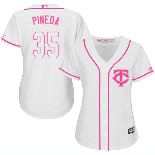 Twins #35 Michael Pineda White/Pink Fashion Women's Stitched MLB Jersey