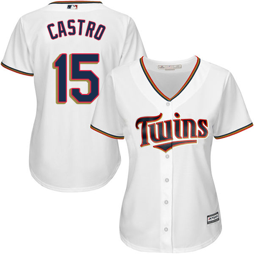 Twins #15 Jason Castro White Home Women's Stitched MLB Jersey