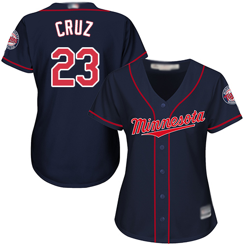 Twins #23 Nelson Cruz Navy Blue Alternate Women's Stitched MLB Jersey