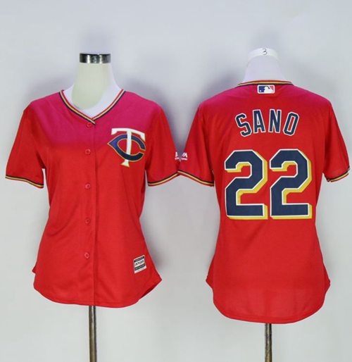 Twins #22 Miguel Sano Red Women's Alternate Stitched MLB Jersey