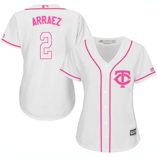 Twins #2 Luis Arraez White/Pink Fashion Women's Stitched MLB Jersey