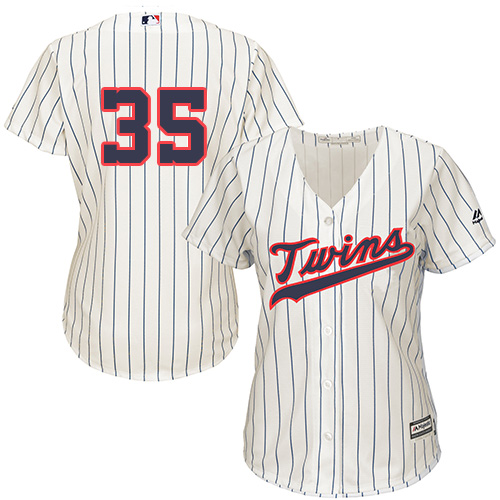 Twins #35 Michael Pineda Cream Strip Alternate Women's Stitched MLB Jersey