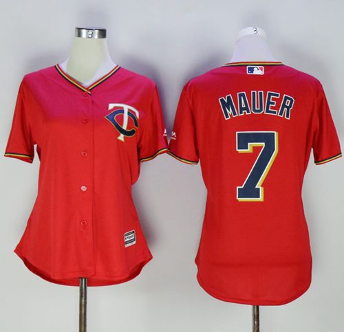 Twins #7 Joe Mauer Red Women's Alternate Stitched MLB Jersey