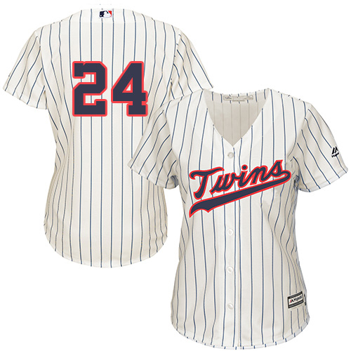 Twins #24 C.J. Cron Cream Strip Alternate Women's Stitched MLB Jersey