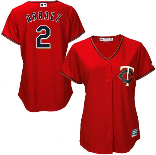 Twins #2 Luis Arraez Red Alternate Women's Stitched MLB Jersey