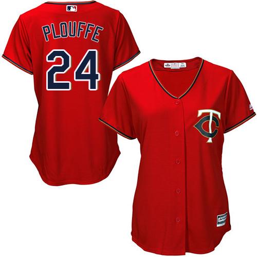 Twins #24 Trevor Plouffe Red Alternate Women's Stitched MLB Jersey