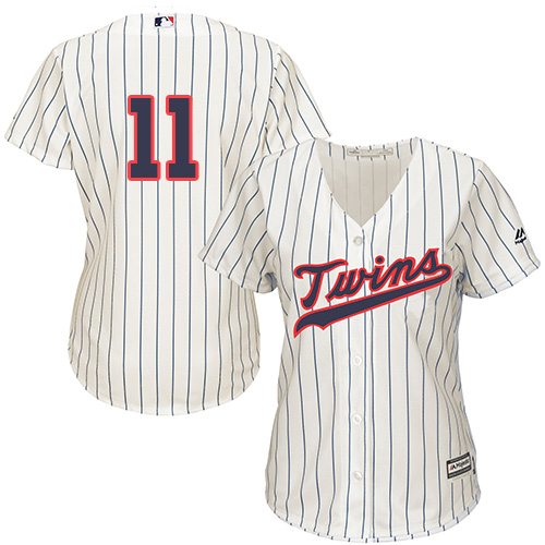 Twins #11 Jorge Polanco Cream Strip Alternate Women's Stitched MLB Jersey