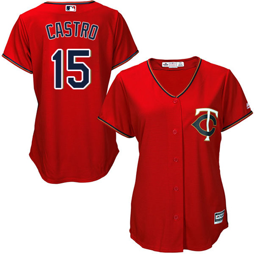 Twins #15 Jason Castro Red Alternate Women's Stitched MLB Jersey