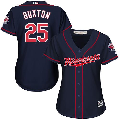 Twins #25 Byron Buxton Navy Blue Alternate Women's Stitched MLB Jersey