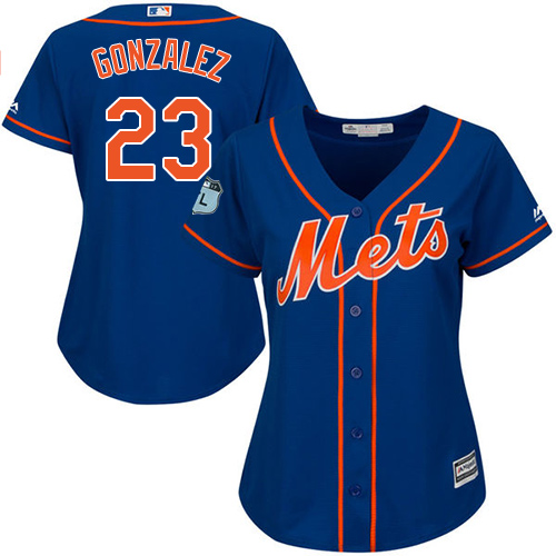 Mets #23 Adrian Gonzalez Blue Alternate Women's Stitched MLB Jersey