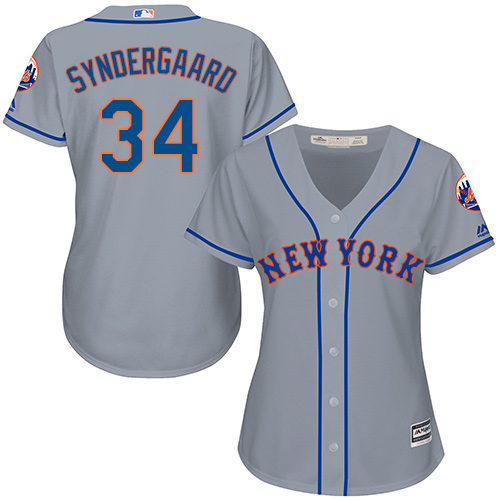 Mets #34 Noah Syndergaard Grey Road Women's Stitched MLB Jersey