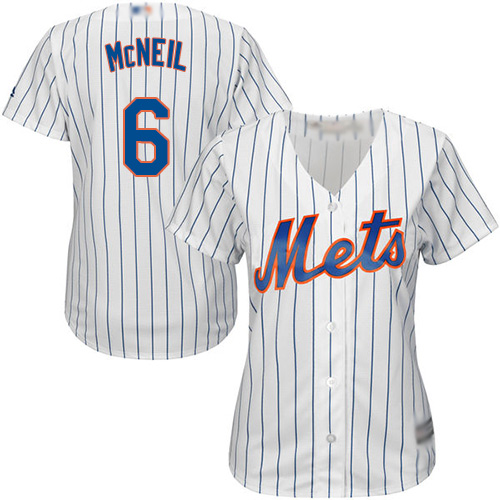 Mets #6 Jeff McNeil White(Blue Strip) Home Women's Stitched MLB Jersey