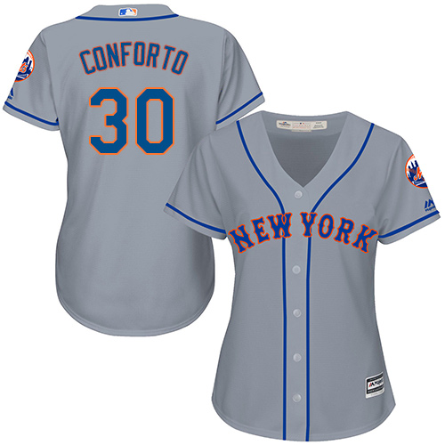 Mets #30 Michael Conforto Grey Road Women's Stitched MLB Jersey
