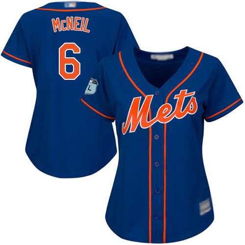 Mets #6 Jeff McNeil Blue Alternate Women's Stitched MLB Jersey